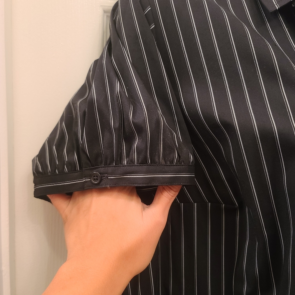 Lane Bryant Striped Ruffle-front Button-up Top - Picture 6 of 8